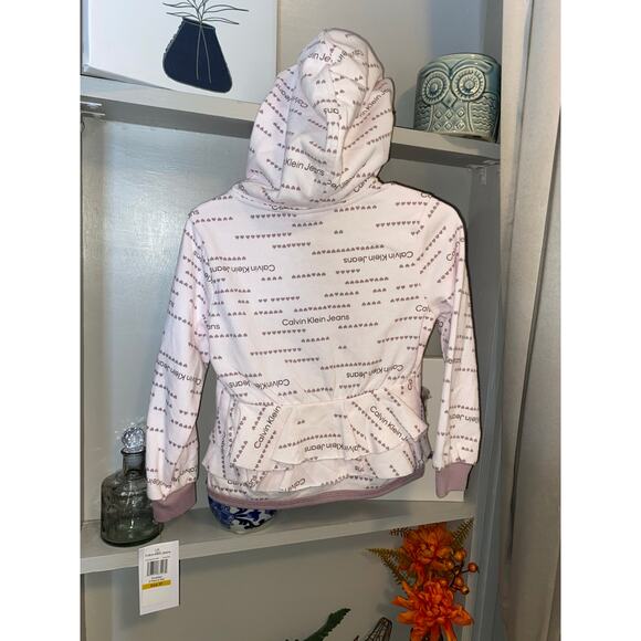 NWT Calvin Klein Jeans Pink Purple Logo Girls 3T Long Sleeve Front Zip Hoodie - Picture 6 of 10
